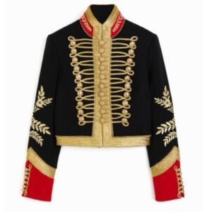 Paco Rabanne Black and Gold Military Blazer